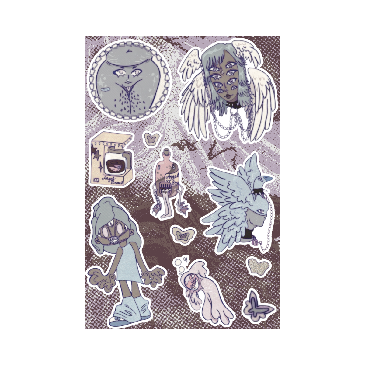 Angel Juice sticker sheet