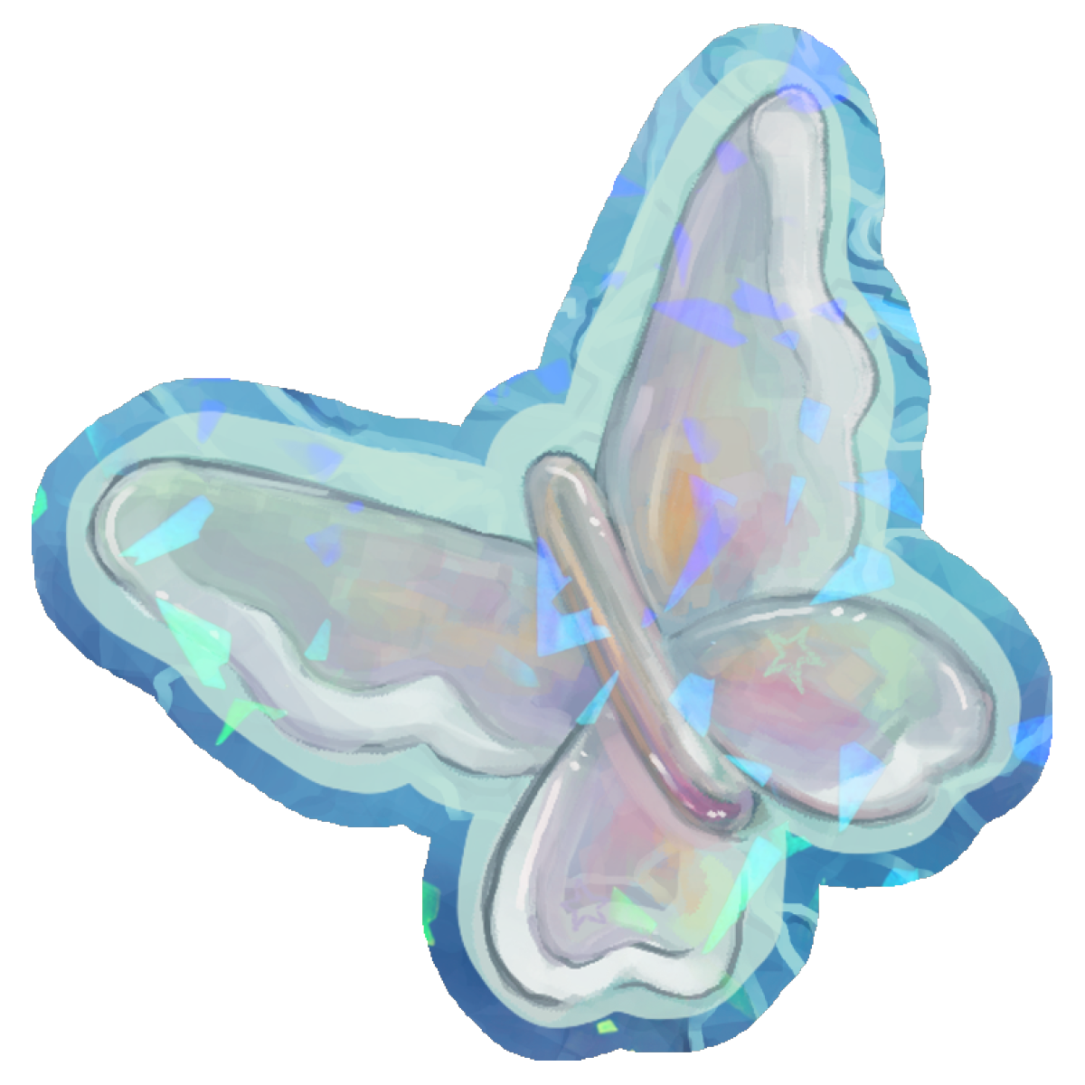 Metal Butterfly Sticker - Frutiger Aero Series
