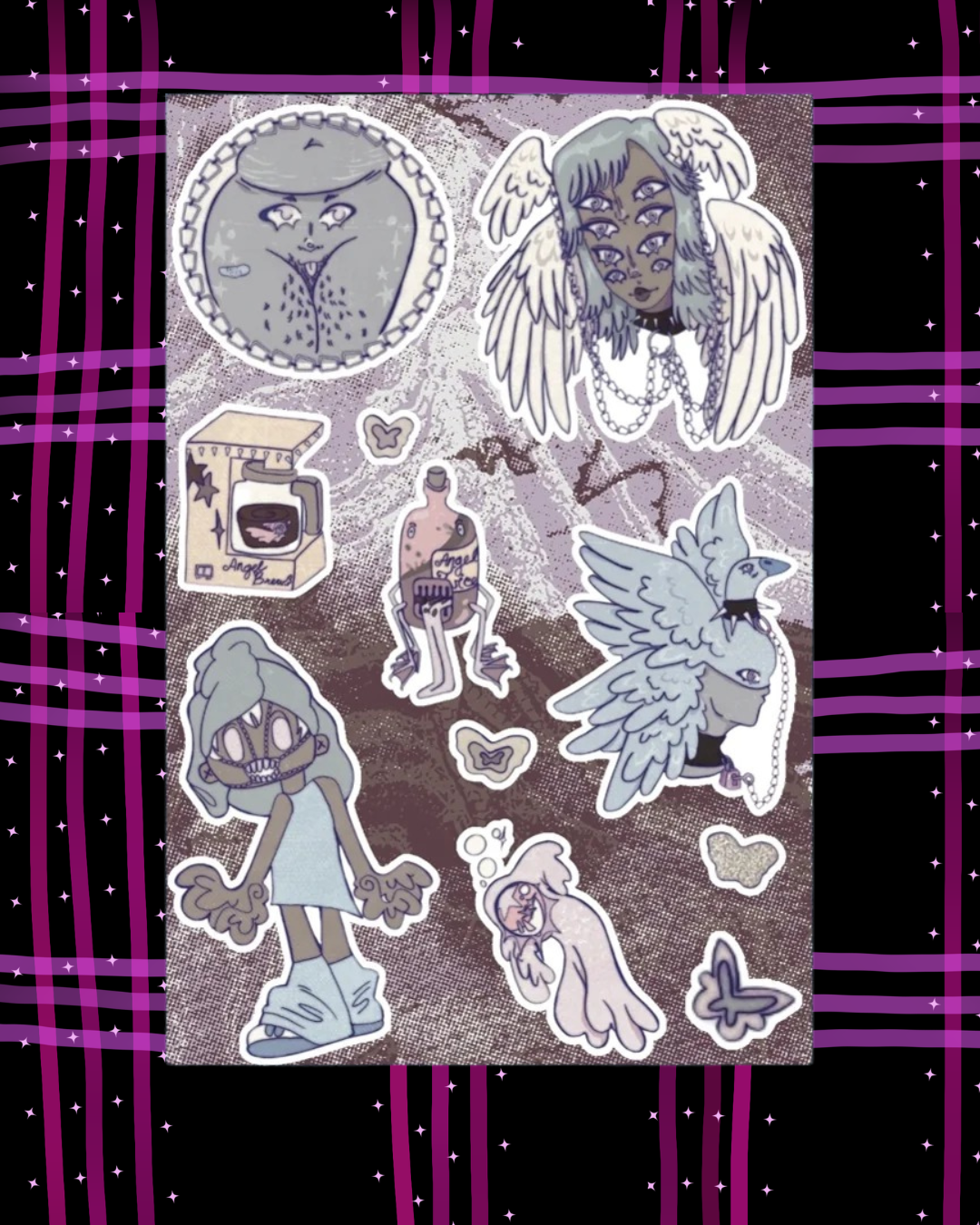 Angel Juice sticker sheet