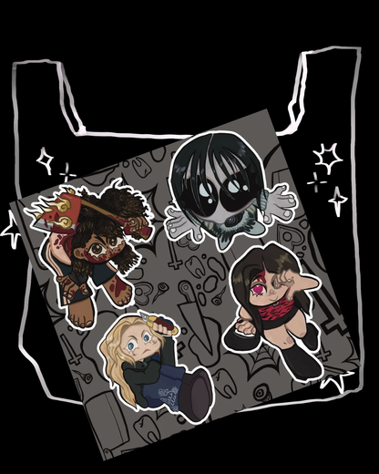 Horror Baddies Sticker Sheet - Gray