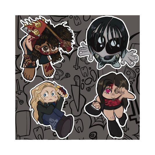 Horror Baddies Sticker Sheet - Gray